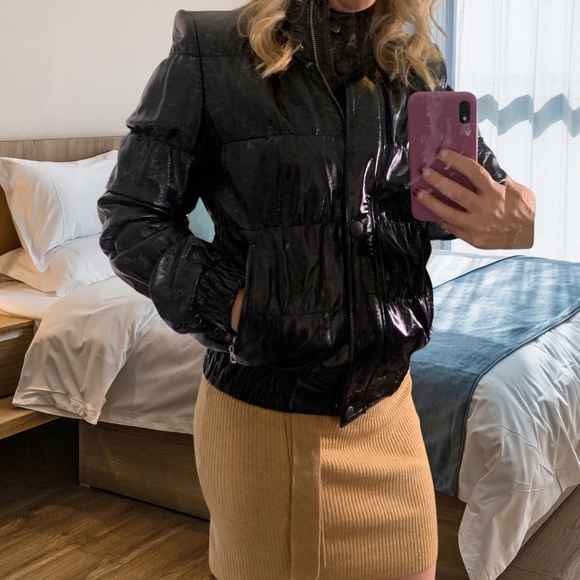 Vintage Liquid Leather Jacket Rock Industrial Goth Witchy 90’s Women’s Small - Picture 13 of 14